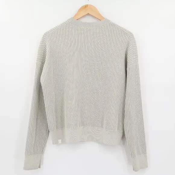 Lululemon Women's Cotton Blend Ribbed Long Sleeve Sweater Bone/Off White Sz S - Picture 2 of 8